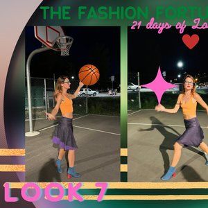 Adddress Berlin - Purple Skirt + Lululemon Orange Top + Acne Studios Boots